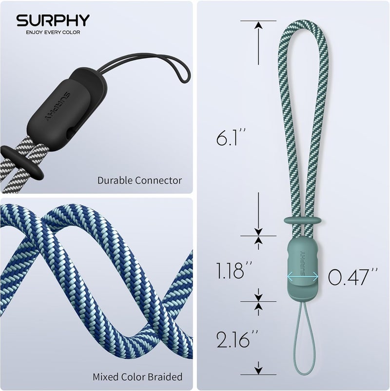 SURPHY 3 Pack Phone Wrist Strap with CellPhone Tether Tab, Cellphone Lanyard, Phone Strap with 2-Color Braided, Wrist Lanyard - Image 3